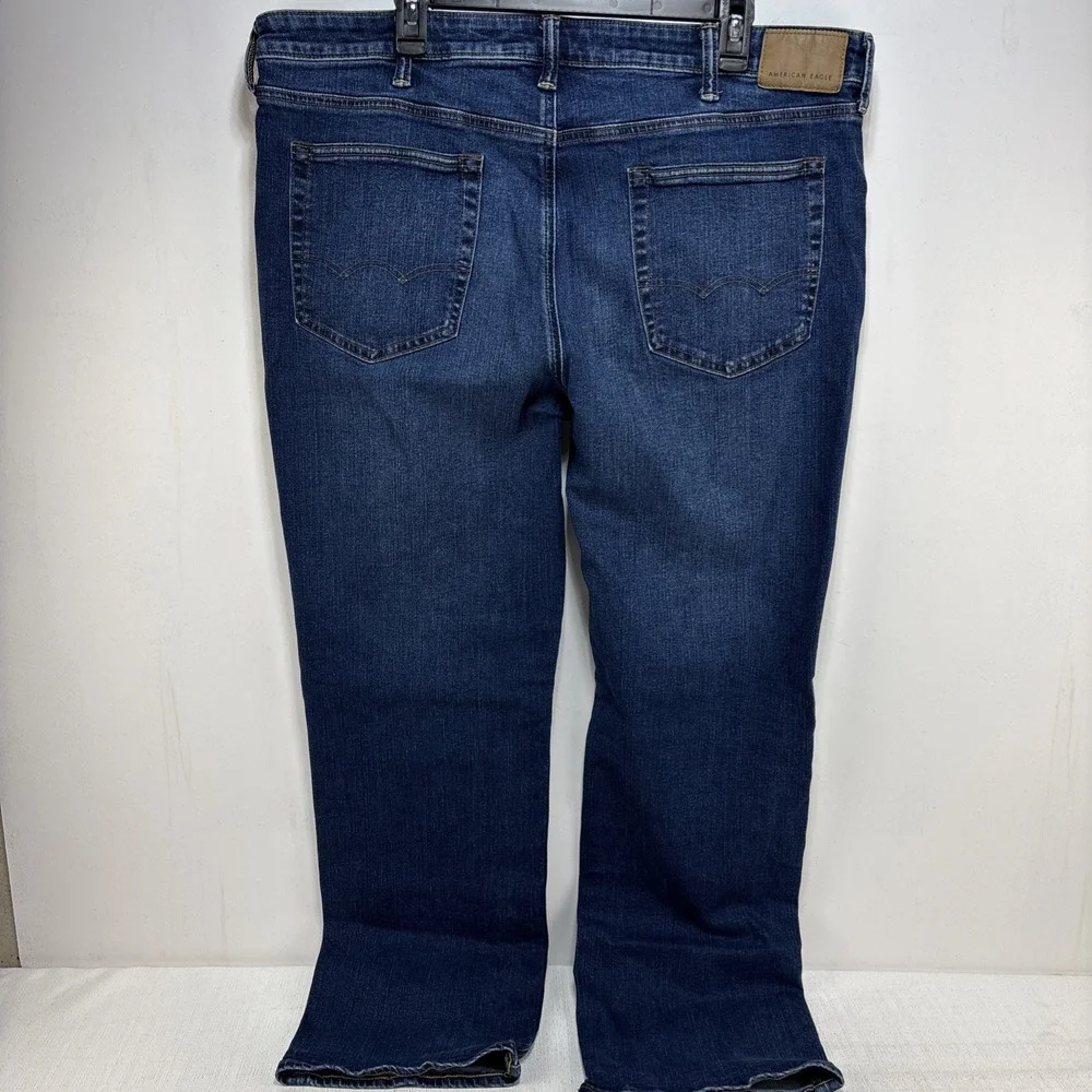 American Eagle‎ Original Boot Jeans Mens 40x32 Dark Blue Denim Pants Whiskered